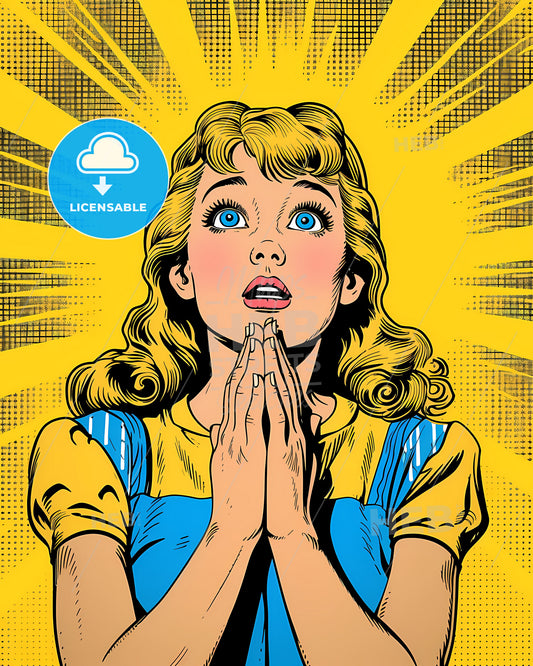 Saint Mary Anime - Pop Art Style - Comic Book Style - A Cartoon Of A Woman With Her Hands Together