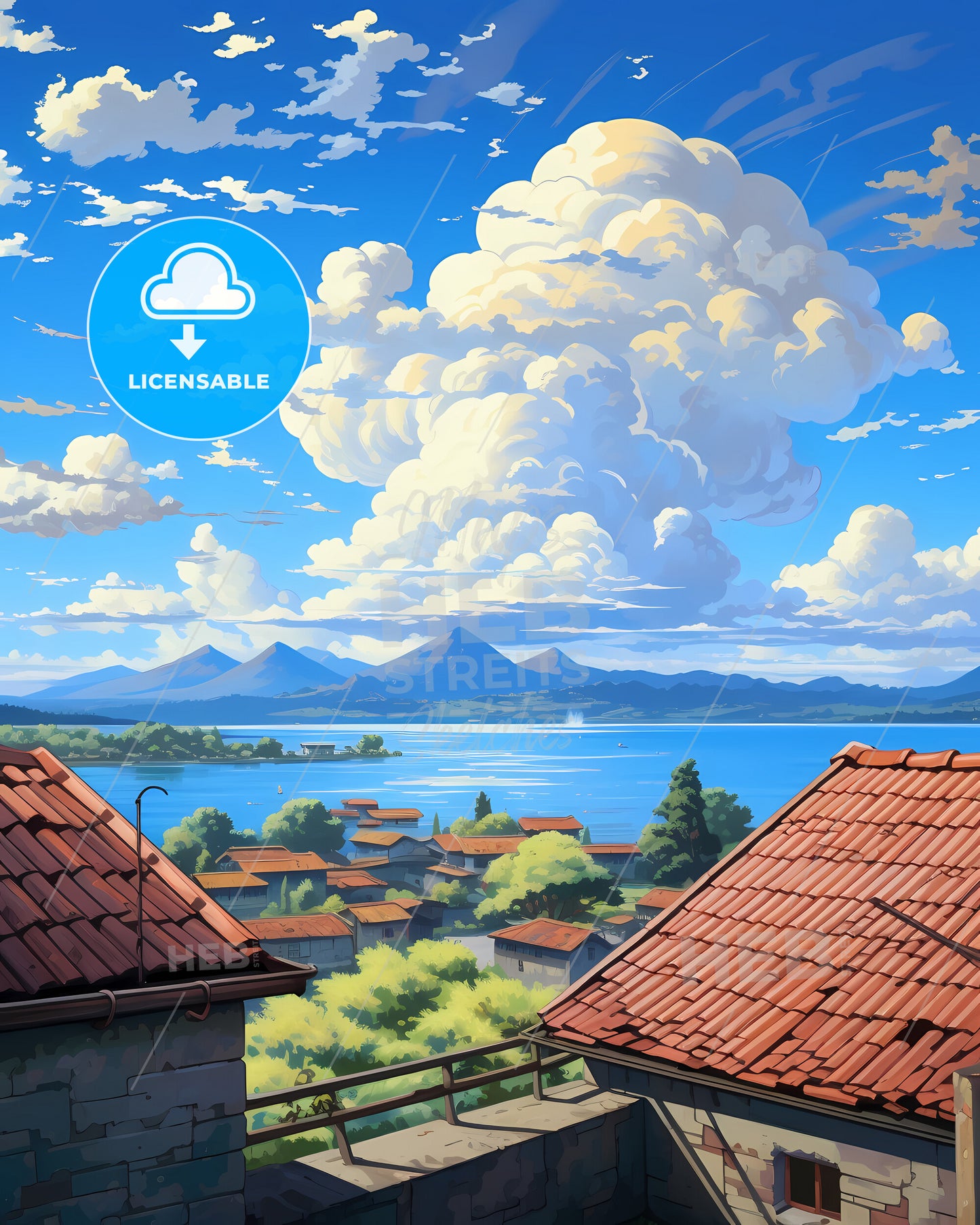 On The Roof Of Gili Islands, Indonesia - A Rooftops Of A Town Overlooking A Body Of Water