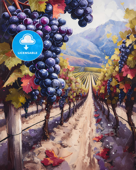 Colchagua Valley, Chile - A Painting Of A Vineyard