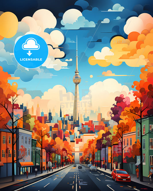 Berlin, Germany - A City Street With Cars And A Tower