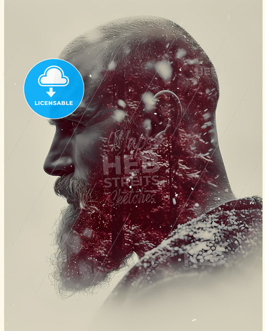 Half Man Half Creature - A Man With A Beard And A Snowy Landscape