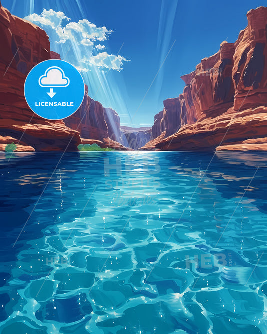 Antelope Canyon, Usa - A Blue Water With Sun Rays Shining Through It