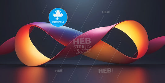 Abstract Geometric Wallpaper Of Colorful Wavy Neon Ribbon, Yellow Red Blue Glowing Lines Isolated On Black Background - A Colorful Twisted Shapes On A Black Surface