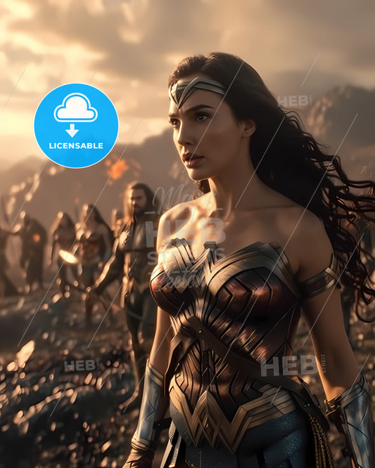The Entire Justice League Standing In Order Of Precession - A Woman In A Garment