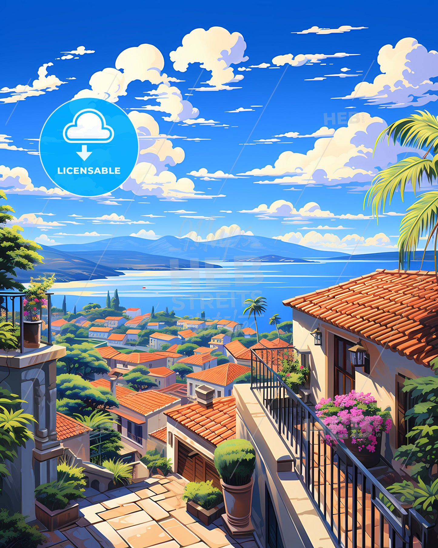 On The Roof Of Whitsunday Islands, Australia - A View Of A Town From A Hill Overlooking A Body Of Water