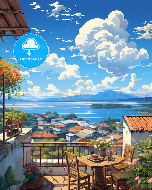 On The Roof Of The Andaman & Nicobar Islands, India - A View Of A Town From A Balcony