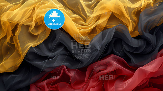 German Flag Panorama, Horizontal Background - A Close Up Of A Fabric