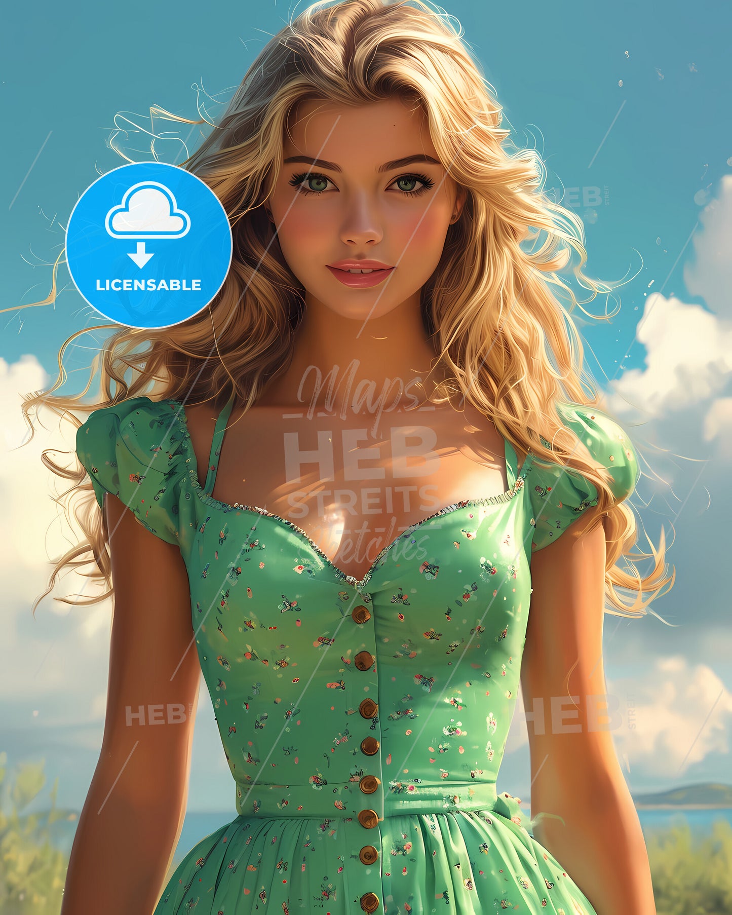 Pin Up, Good Looking, Transparent Background - A Woman In A Green Dress