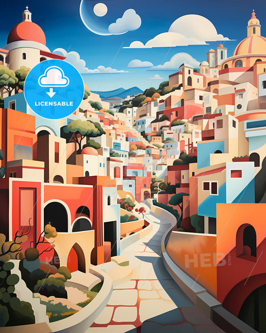 Amadora, Portugal - A Painting Of A Colorful City