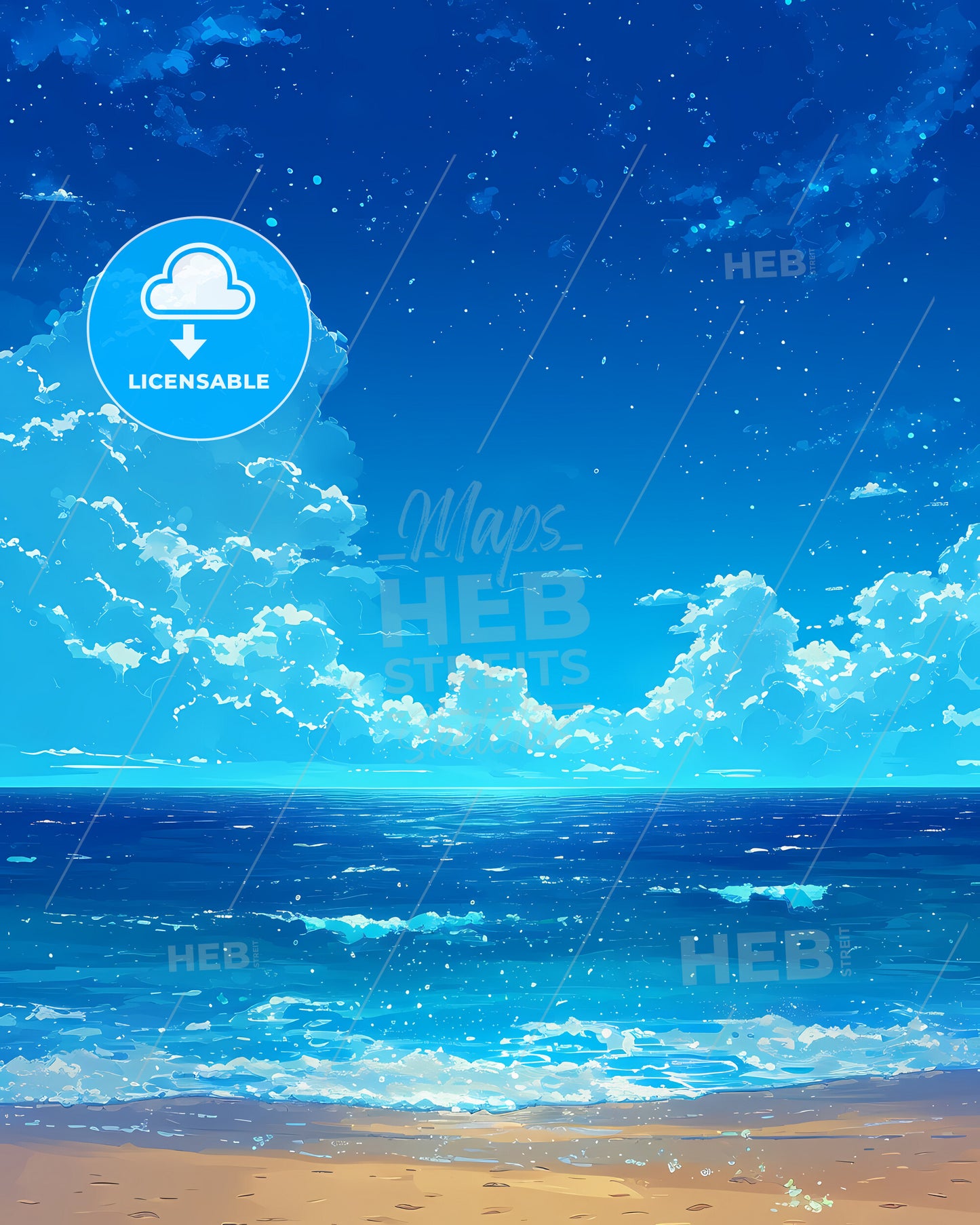 Blue Flag Beach - A Blue Sky With Clouds Over A Body Of Water