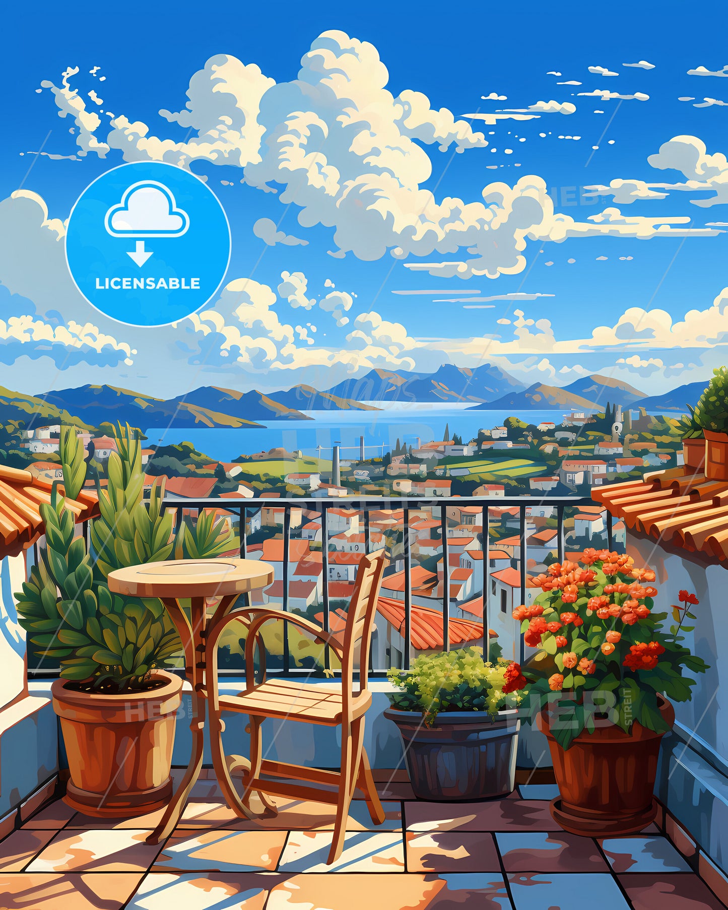 On The Roof Of Madeira, Portugal - A Balcony With A View Of A Town And Mountains