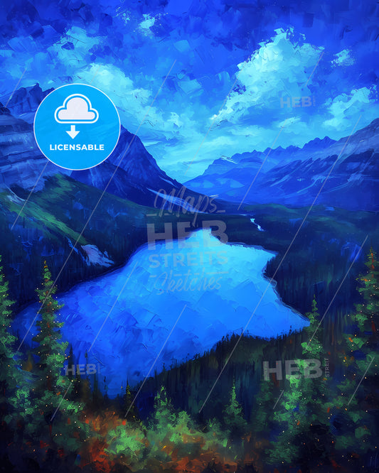 Peyto Lake, Canada - A Lake Surrounded By Mountains