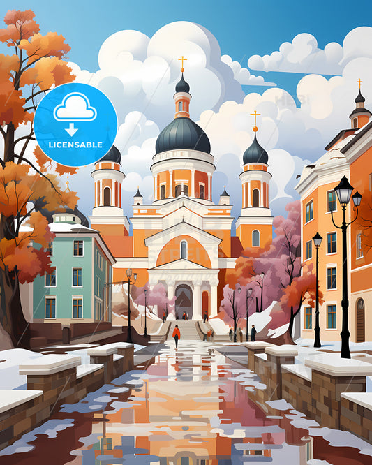 Tampere, Finland - A Church With A Walkway And Trees