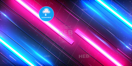 Abstract Background With Pink Blue Neon Lines Glowing In Ultraviolet Light, And Bokeh Lights - A Pink And Blue Lines