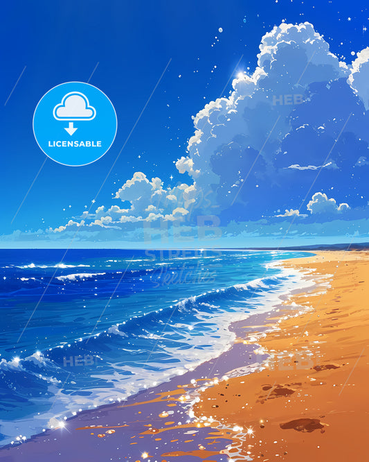 Blue Flag Beach - A Beach With Waves And Blue Sky