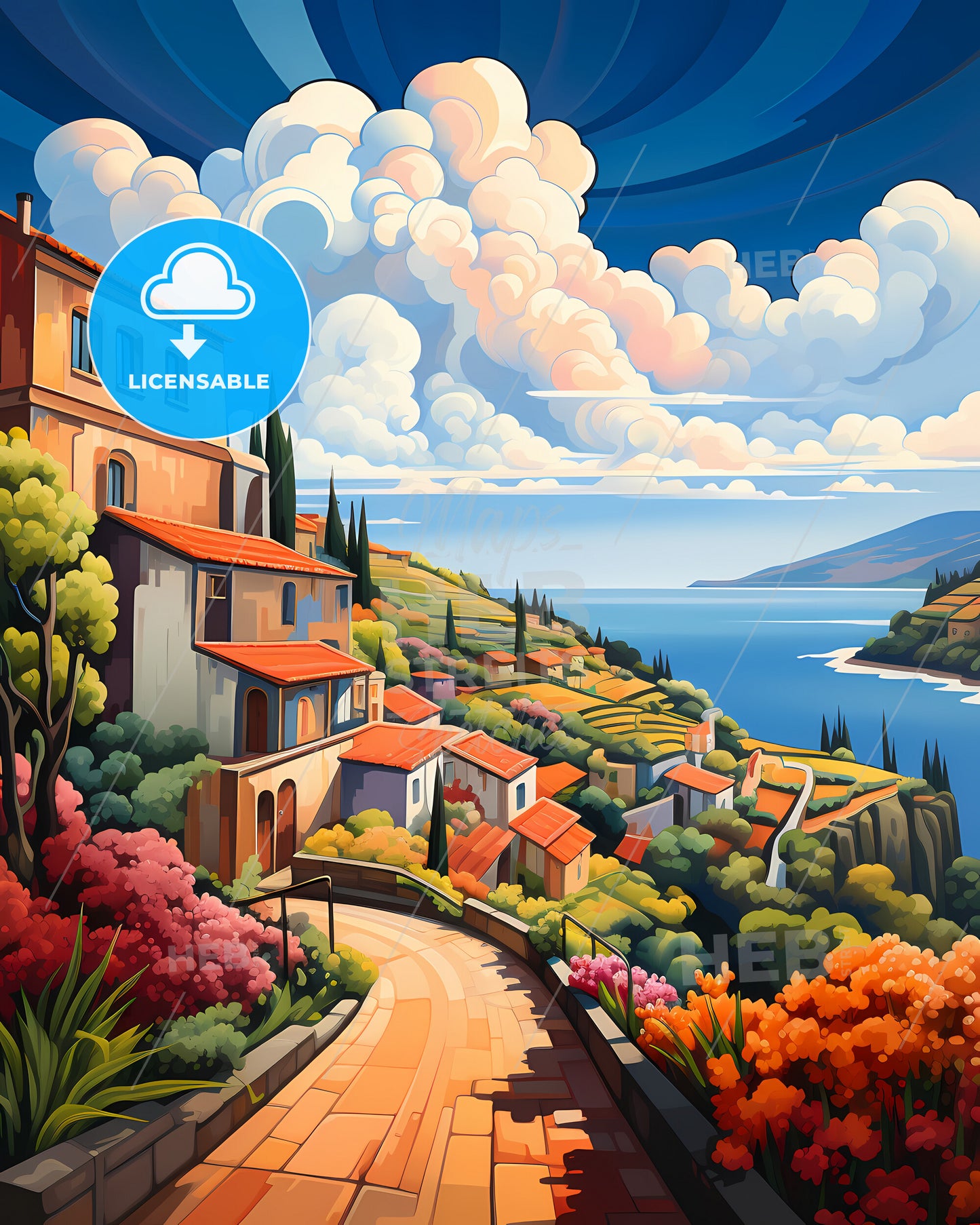 Madeira, Portugal - A Landscape With A Road And Houses By The Water