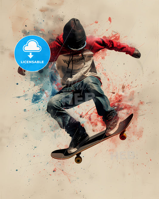 Snowboarder_Vintage'styled_Vector_Illustration - A Person On A Skateboard