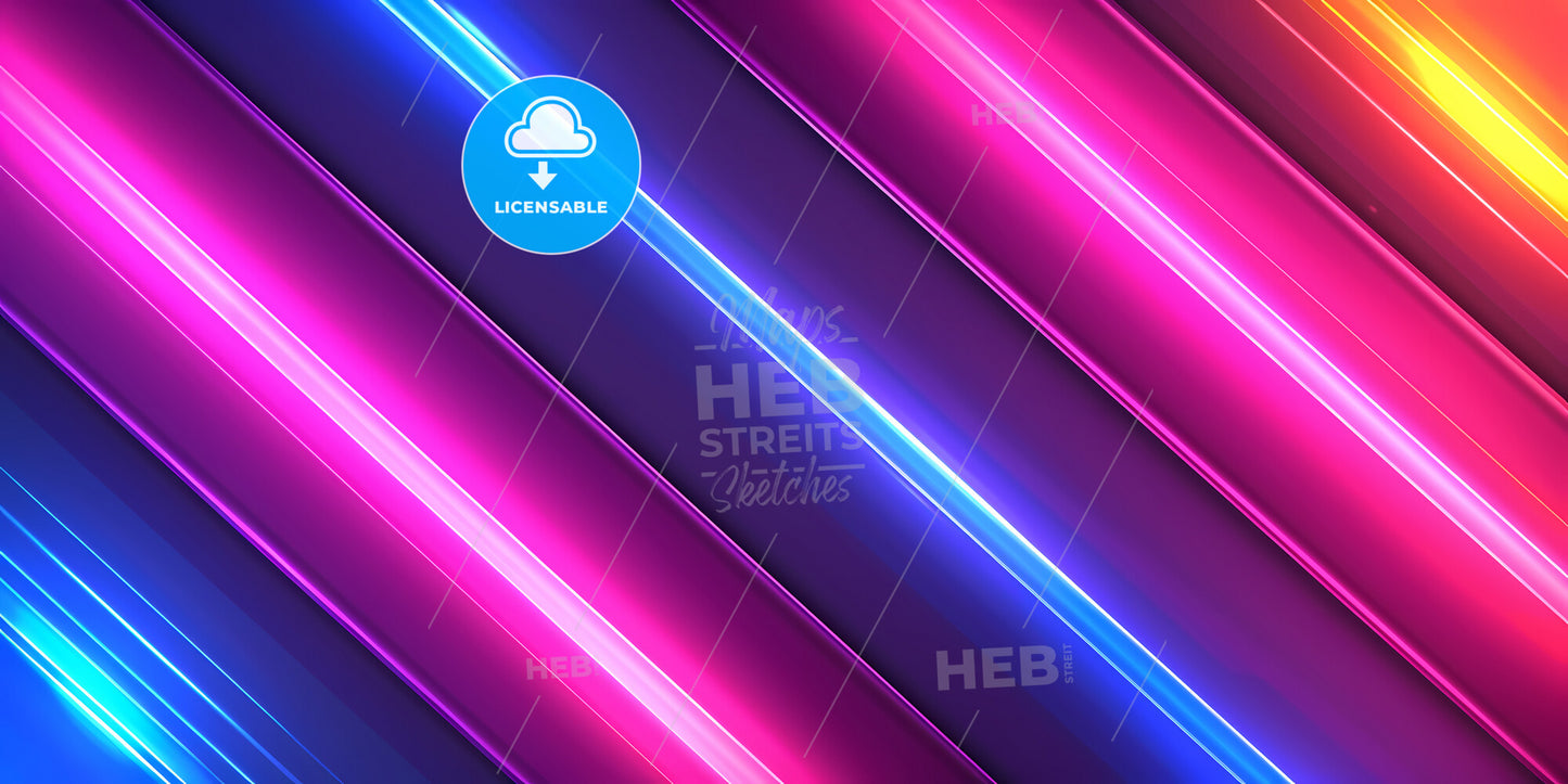 Digital Wallpaper, Abstract Neon Background, Pink Blue Yellow Colorful Glowing Lines - A Colorful Lines On A Black Background