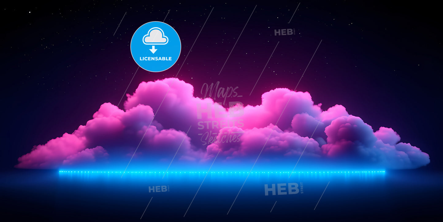 Abstract Fantasy Background Of Colorful Sky With Neon Clouds - A Woman Sitting On A Swing