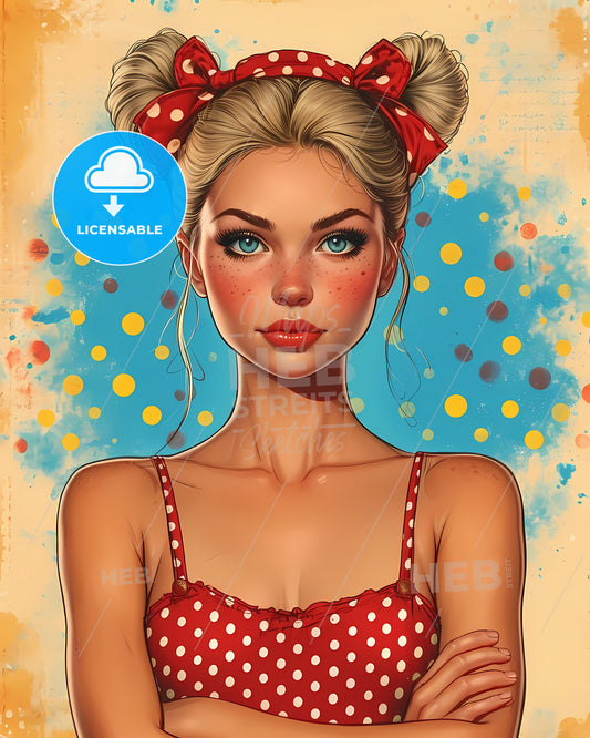 Smart Vintage Pin Up Girl - A Street With Houses And A Tall Tower