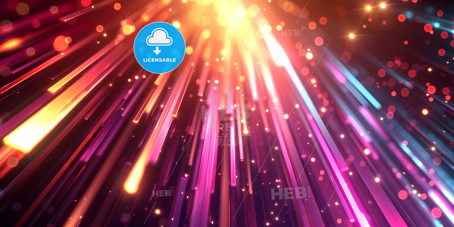 Abstract Neon Background Of Dynamic Glowing Lines - A Deck With Chairs And Plants On The Roof