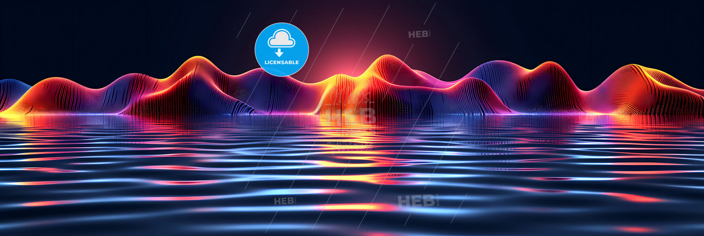 Abstract Panoramic Neon Background - A Woman Sitting On A Plane