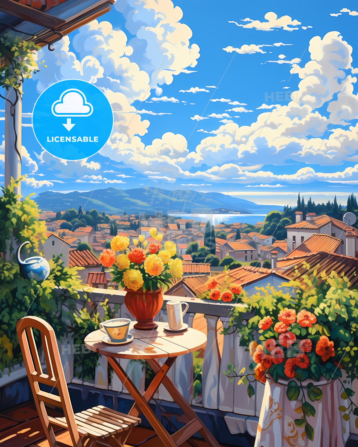 On The Roof Of Reunion, France - A Street With Colorful Buildings And Cars