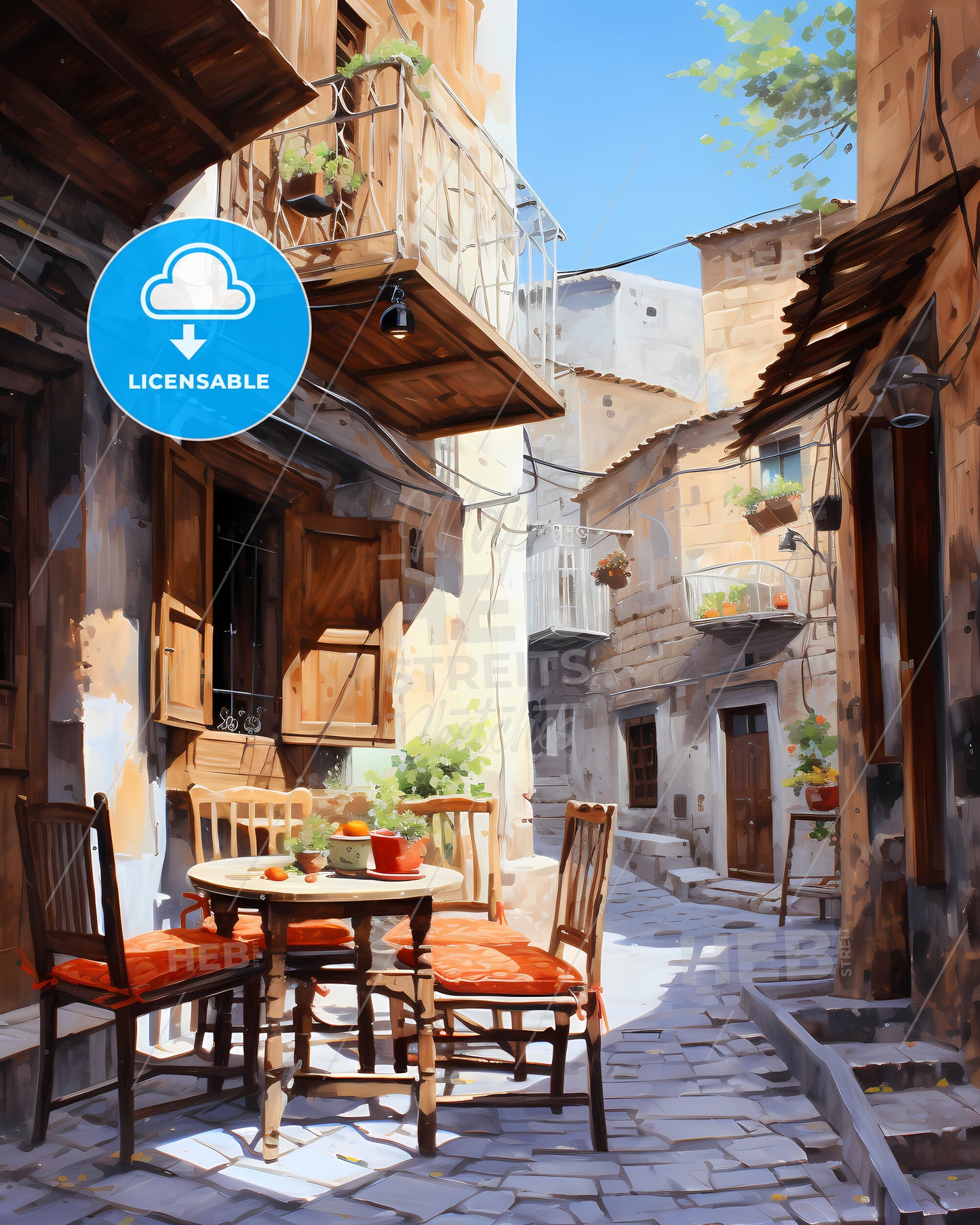 Larnaca, Cyprus - A Table With Flowers On It And A View Of A Town
