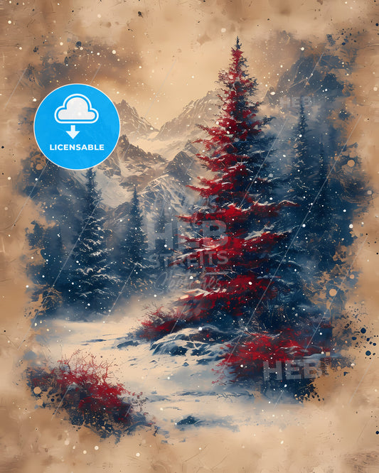 Watercolor Tilable Paper With Christmas Trees - A Woman In A Green Outfit