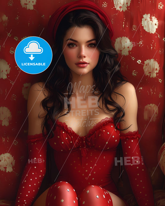 Desgin Pin Up Girl Portrait Illustration - A Group Of People At A Music Festival