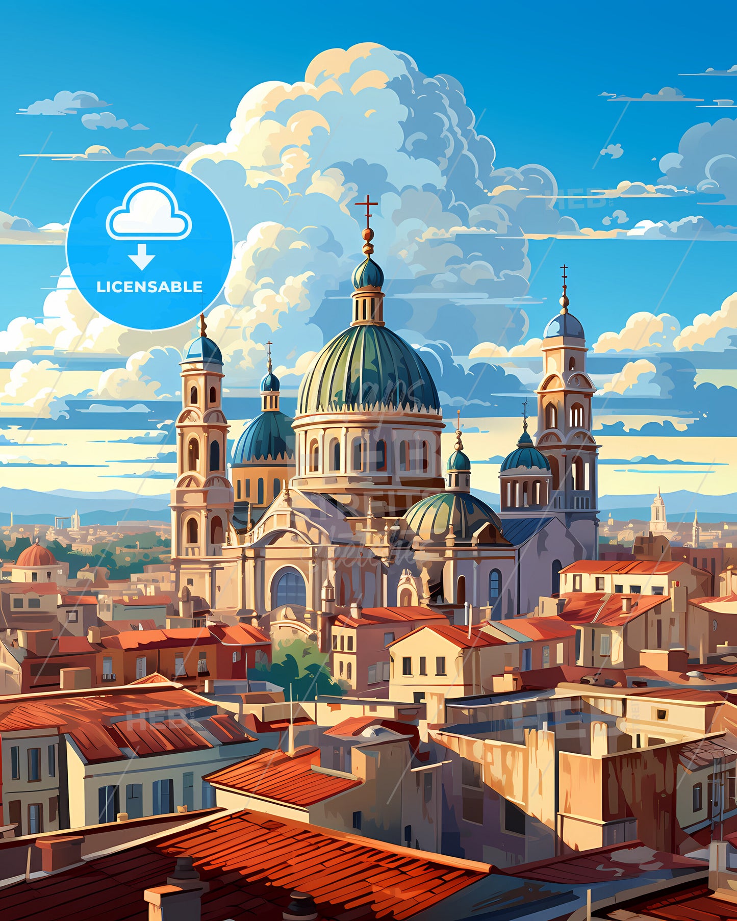 On The Roofs Of Berlin - A Large Building With Blue Domes And A Blue Roof