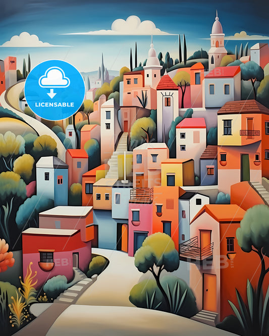 Cordoba, Spain - A Painting Of A Colorful Town