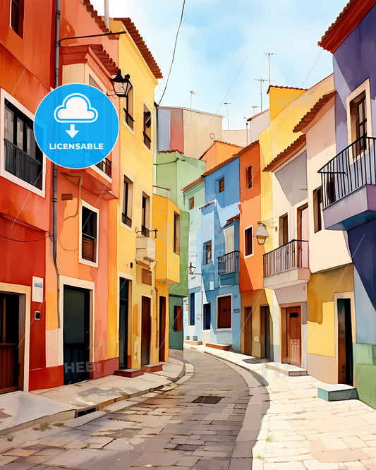 Cordoba, Spain - A Colorful Buildings On A Street