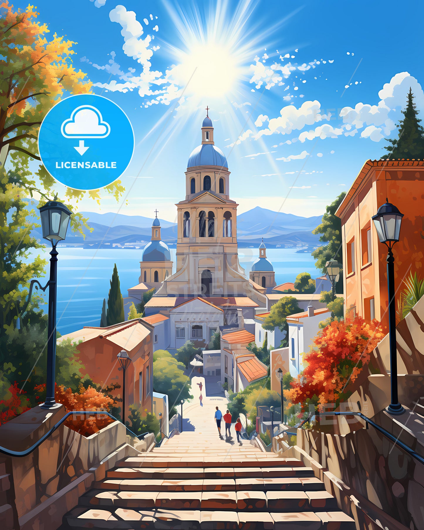 Rijeka, Croatia - A Steep Staircase Leading To A Church