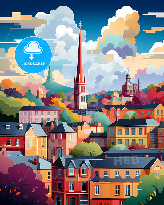 Bradford, England - A Colorful Landscape Of A Town