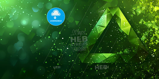 Abstract Green Neon Background With Triangular Shape, Laser Rays And Glowing Lines - A Green Triangle With Dots