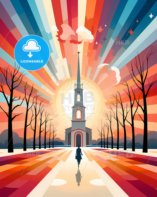 Saint-Denis, France - A Church With A Tall Tower And A Colorful Sky