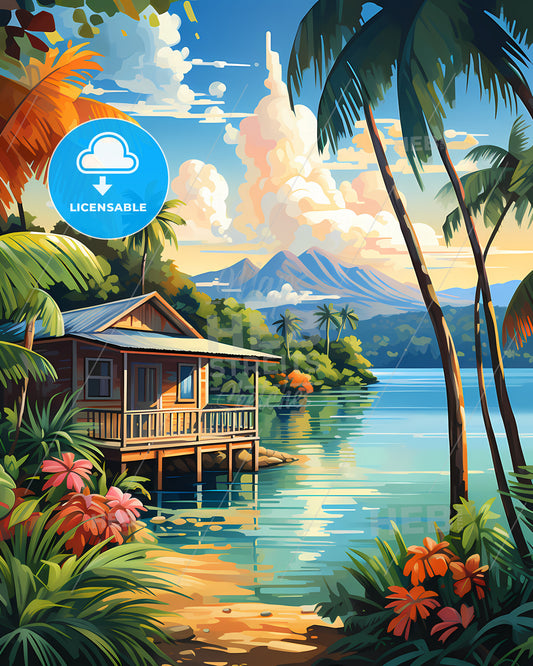 The Andaman & Nicobar Islands, India - A House On A Dock By A Body Of Water