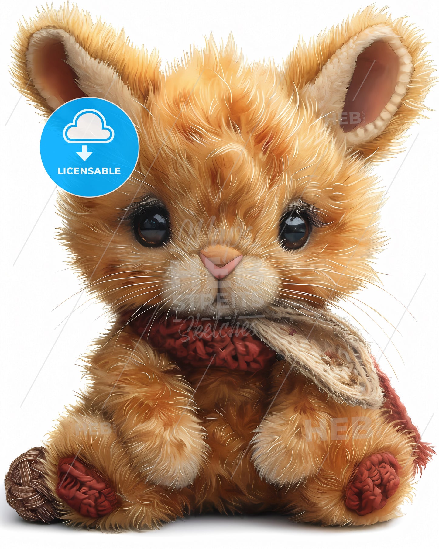 A Cute Fluffy Bunny, Watercolor, White Background - A Close Up Of A Stuffed Animal