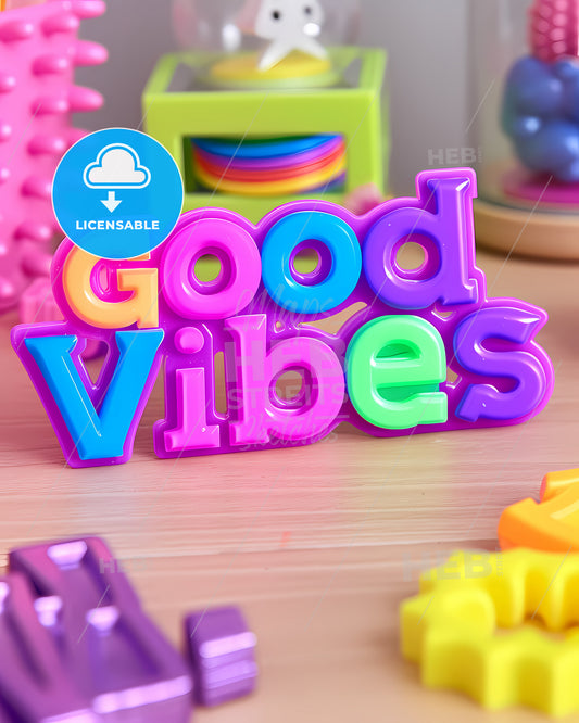 Good Vibes Only - A Colorful Plastic Sign On A Table
