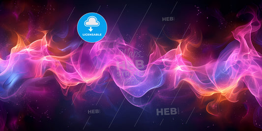 Abstract Neon Background, Pink Blue Light, Glowing Wavy Lines, Modern Fashion Ribbon Concept, Loops And Curves - A Colorful Smoke In The Dark