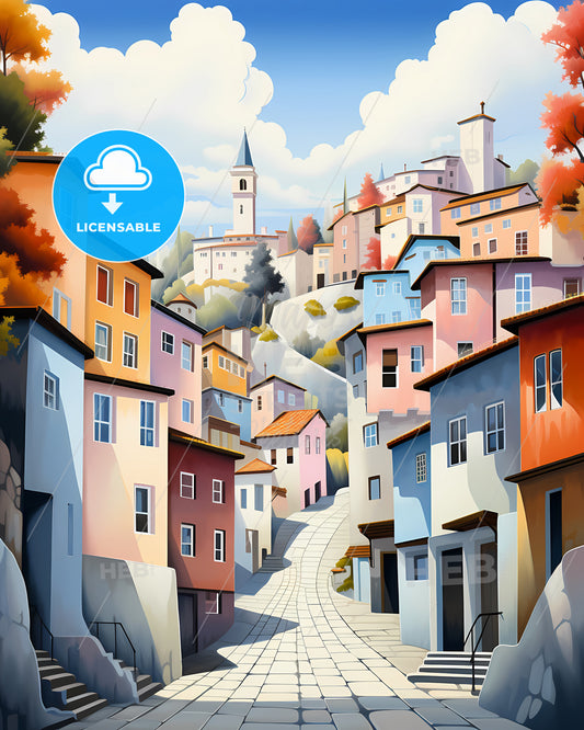 Klagenfurt, Austria - A Painting Of A Town