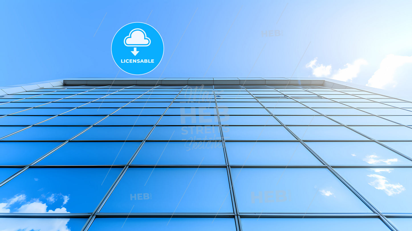 Reflective Skyscrapers, Business Office Buildings - A Looking Up At A Building With Glass Windows