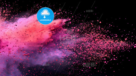 Abstract Background, Fun And Playful - A Pink Powder Explosion On A Black Background