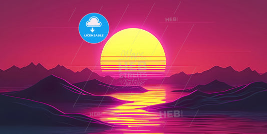Abstract Fantastic Geometric Background - A Sunset Over A Body Of Water