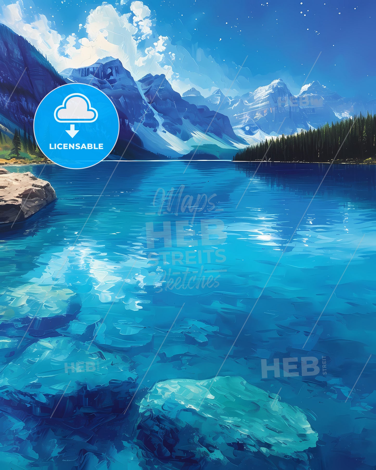 Banff National Park, Canada - A Blue Lake With Trees And Mountains In The Background