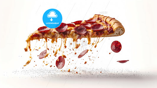 Template With Delicious Tasty Slice Of Pepperoni Pizza - A Slice Of Pizza With Pepperoni And Melted Cheese