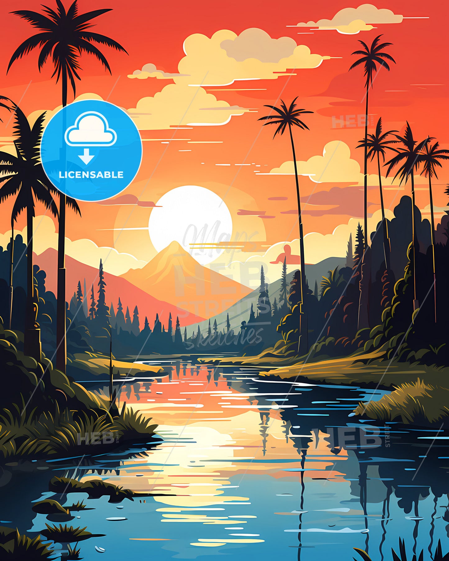 Cook Islands, New Zealand - A River With Trees And Mountains In The Background