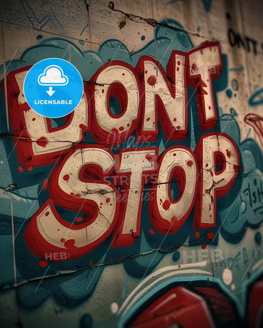 Repeated Pattern Of The Word Dont Stop In Hand-Writting Graffiti-Style - A Graffiti On A Wall