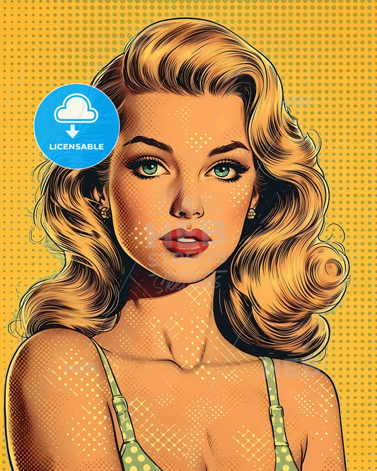 1959 Pin Up Girl - A Woman With Long Hair And Green Eyes